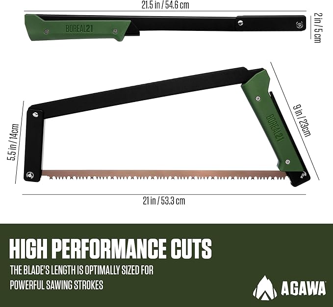 AGAWA - BOREAL21 Tripper Kit - Includes 21" Folding Saw, Nylon Carrying Case, 21" All-Purpose & 21" Aggressive Blade - For Camping, Hiking & Survival Gear (Black Frame/Green Handle)