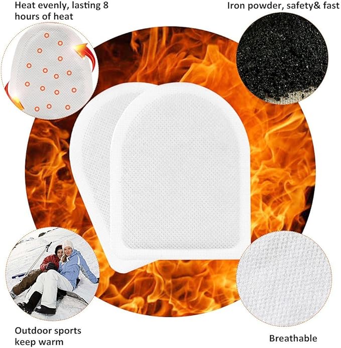 WORLD-BIO Toe Warmers Adhesive 10/20/30/40 Pairs - Long Lasting Safe Natural Odorless Air Activated Warmers Up to 8 Hours of Heat - Heated Insoles Toe Foot Warmers Keep Foot Warm in Chill Winter