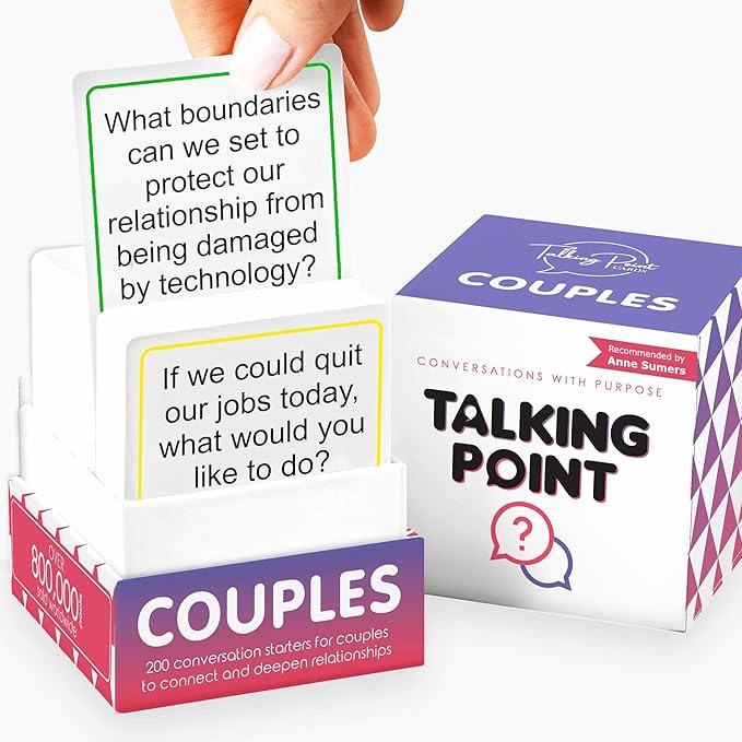TALKING POINT CARDS Deepen Your Connection with 200 Fun & Engaging Conversation Cards for Couples - Build Intimacy, Strengthen Your Bond & Reignite Romance ??Perfect Adult Card Game for Date Nights