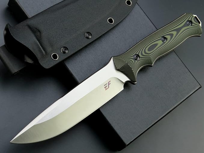 Eafengrow EF128 Fixed Blade Knife DC53 Steel Blade, Two Tone G10 Handle Full Tang Fixed Knifes Straight Knife for Working Camping Hunting Adventure EDC Tool Knife