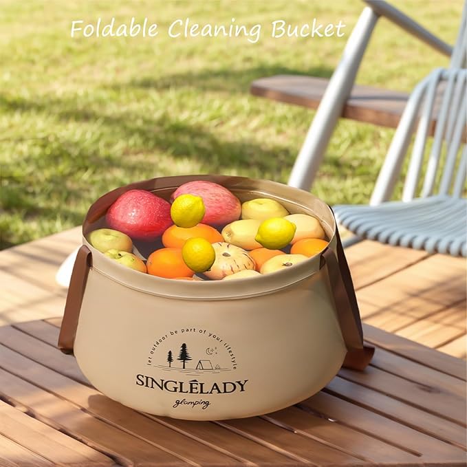New Collapsible Travel Basin, Portable Leakproof Collapsible Bucket with Handle, Multifunctional Lightweight Foldable Water Bucket Bag for Outdoor Camping, Cleaning, Laundry & Foot Soaks (12L)