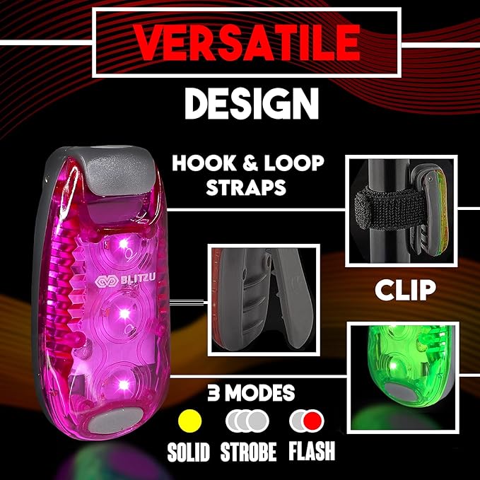 4 Pack LED Safety Light, Clip on Reflective Gear Lights for Walking at Night, Running, Jogging, High Visibility Strobe Light Accessories for Runners, Kids, Hiking, Kayak, Cycling, Camping, Boat