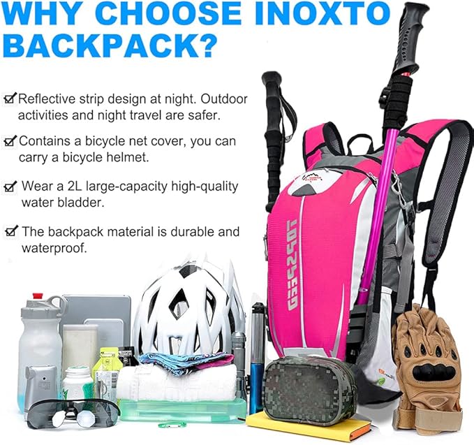 INOXTO Hydration Pack Backpackï¼?8L Hydration Pack Lightweight Water Backpack with 2L Water Bladder Bag Daypack for Hiking Running Cycling Camping Hunting for Women Men