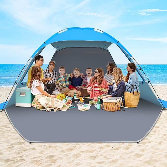 Gorich Beach Tent Sun Shelter for 3/4-5/6-7/8-10 Person with UPF 50ï¼?UV Protection, Lightweight & Easy Setup Beach Shade Canopy, Portable Beach Shade Tent Beach Cabana