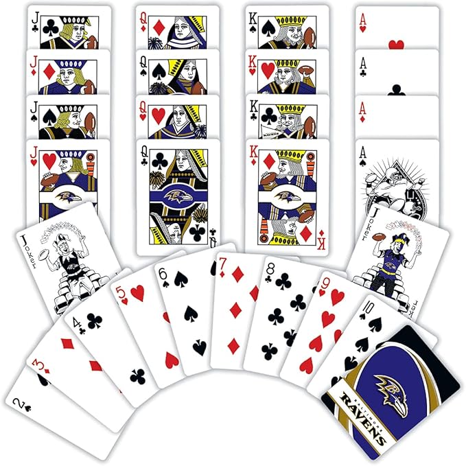 MasterPieces - NFL Playing Cards, Officially Licensed Baltimore Ravens Football Deck, Family Games for Adults and Kids, Standard Size