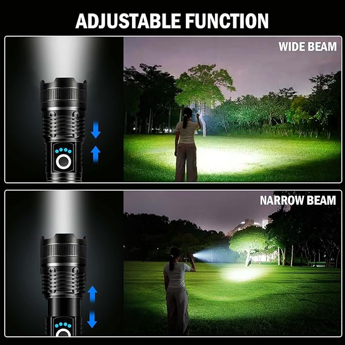 Led Flashlights High Lumens Rechargeable 2 Pack, 99000 Lumen Super Bright Fashlight with 5000ɱAh Βattery, Waterproof Powerful Flash Light Multifunctional Flashlights for Home Camping Hiking