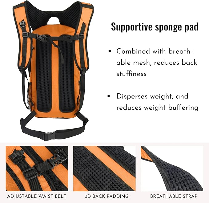Zavothy 18L Multipurpose Hiking Backpack with 3L Water Bladder ??Durable Hydration Backpack with Insulated Bladder Compartment, Hidden Helmet Holder & Rain Cover ??for Hiking, Commuting, and Camping
