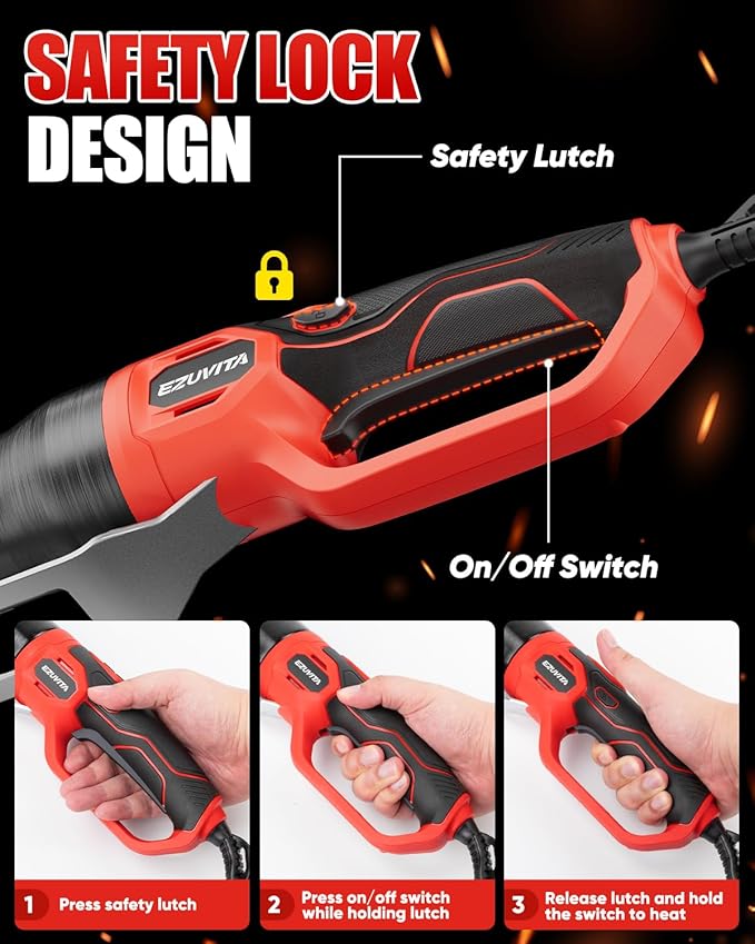 1500W Electric Charcoal Starter with 10ft Cable, 60S Rises to 1100℉ Fire Lighter with Air Blower for Grill, BBQ, Wood Burning Fireplaces, Chemical Free Heated fire starter with Gloves Included