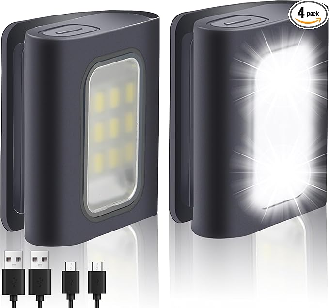 Running Light, 2Pack Reflective Running Gear for Runners, USB Rechargeable LED Light, Clip on Running Lights with Runners and Joggers for Camping, Hiking, Running, Outdoor Adventure