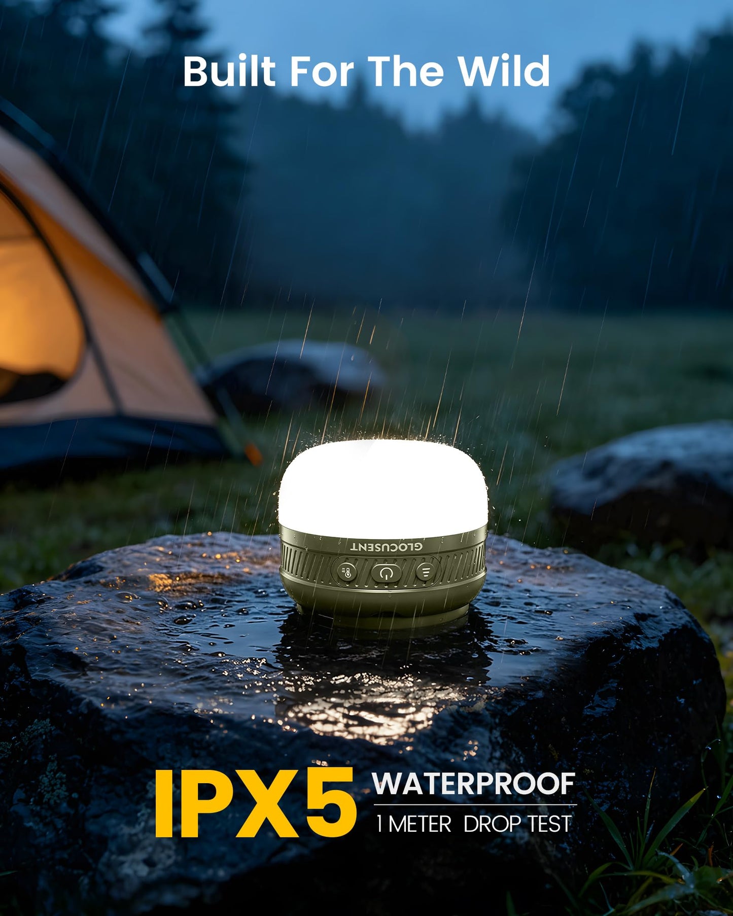 Glocusent 400H Camping Lantern, 5000mAh Rechargeable Lantern, Solar Pocket