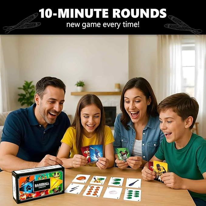 QUOKKA Baseball Fast-Paced Card Game for Kids & Adults ??128 Cards & Easy Rules ??Quick & Fun Matching Game ??2-8 Players ??Ages 8+ ??Perfect for Family Games Night, Travel and Parties