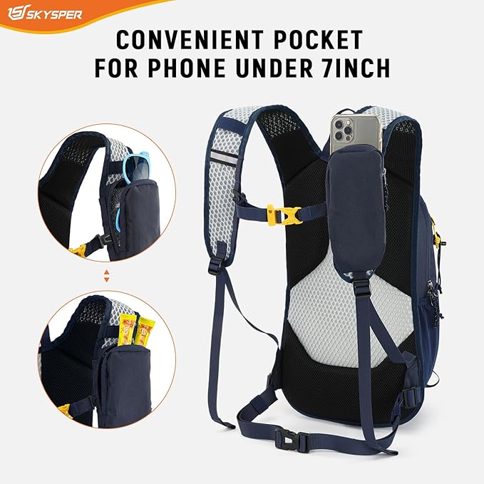 SKYSPER 15L Hiking Backpack Small Travel Daypack Breathable Lightweight Day Hike Bag with Shoulder Pocket Women Men