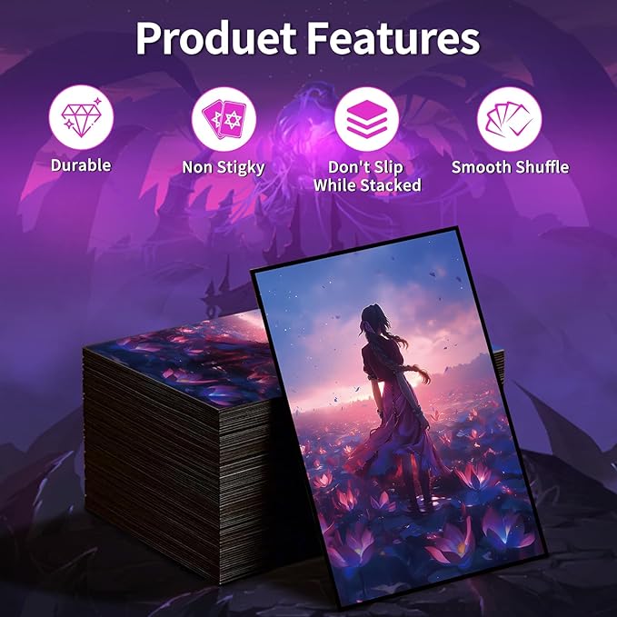 MTG Card Sleeves(Fantasy Lotus) Art Card Sleeves Deck Protector, Clear Front & Matte Back, Smooth Shuffle