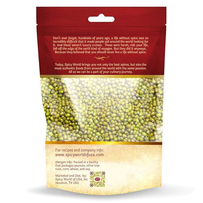 Spicy World Mung Beans (Moong Whole) 4 LBS - Ideal for Cooking & Sprouting - All Natural | Gluten Friendly | Vegan | Indian Origin