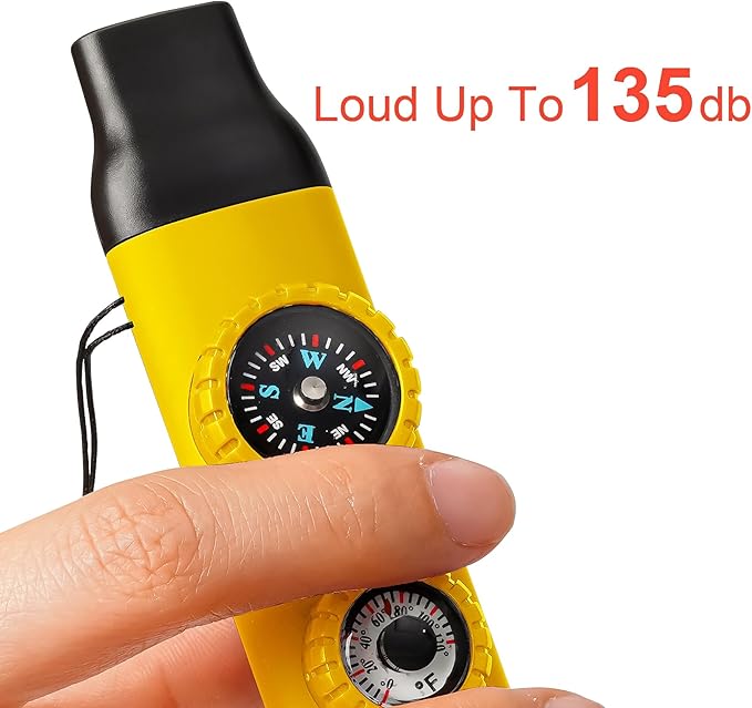 Emergency Survival Safety Whistle,Whistle for Kids with Lanyard,Compass,Thermometer,Ideal for Kayaking, Boating, Hiking, Camping, Climbing