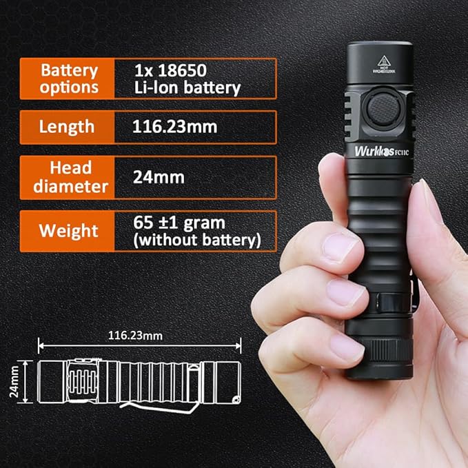 Wurkkos FC11C Led Flashlight Rechargeable 1200 Lumens, 155m Long Beam Distance, IP68 Waterproof Flashlights with Magnetic Base, Small Powerful EDC Flashlight for Camping, Hiking, Emergency(4000K)