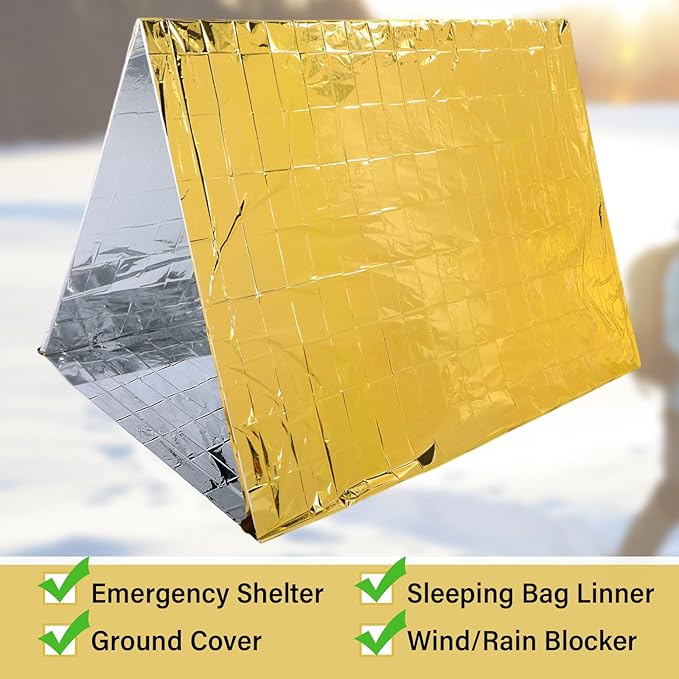Chumia Emergency Thermal Blanket Bulk 83 x 63 Gigantic Foil Space Blanket Survival Reflective Accessories Gift for Homeless Camping Gear First Aid Hiking Outdoor