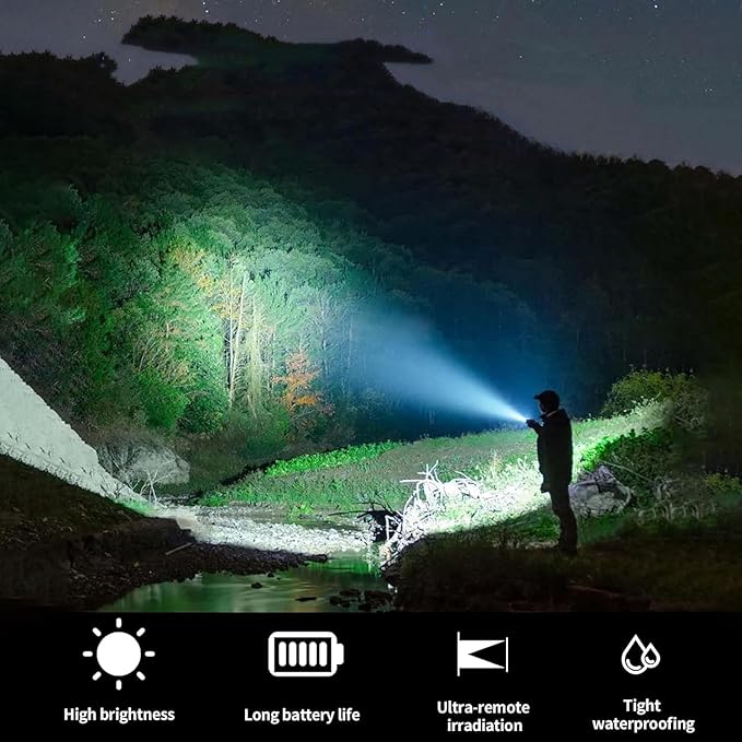 Heavy Duty 2-Cell D Battery LED Big Flashlights, High Lumens, Single Mode, Aluminum, Rugged Metal Flashlight for Outdoors and Emergency Power Outages (3 Pack)