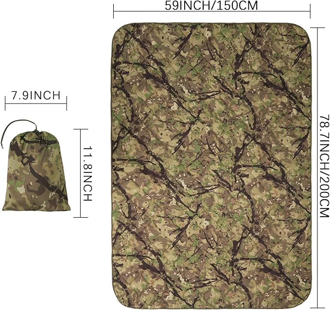 Poncho Liner Military Outdoor Camping Blanket for Travel, Beach, Grass, Picnic, Car Emergency, Outdoor, Survival