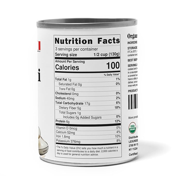 Food to Live Organic Italian Canned Cannellini Beans, 14 oz (Pack of 1) - Unsalted Non-GMO White Kidney Beans. Good Source of Fiber and Protein
