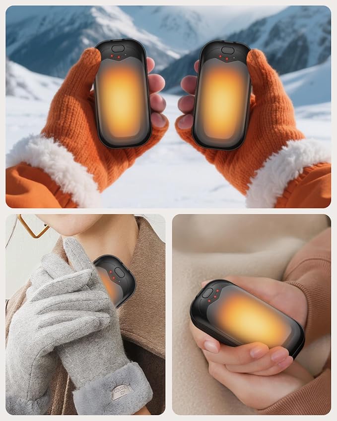 gabless Hand Warmers Rechargeable 2 Pack, Electric Hand Warmer Portable Handwarmers Pocket-Sized Hand Heater with 3 Levels Heat, Fast Heating Pocket Warmer Great Gift for Men & Women, Office, Travel