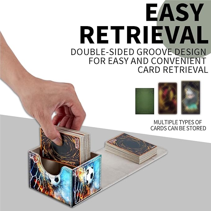 for MTG Card Storage Solution - for MTG Card Box and Commander Decks, High Capacity Anime Card Sleeves for Mtg Deck Box, Designed Specifically for Mtg Players, Fire Ice Football