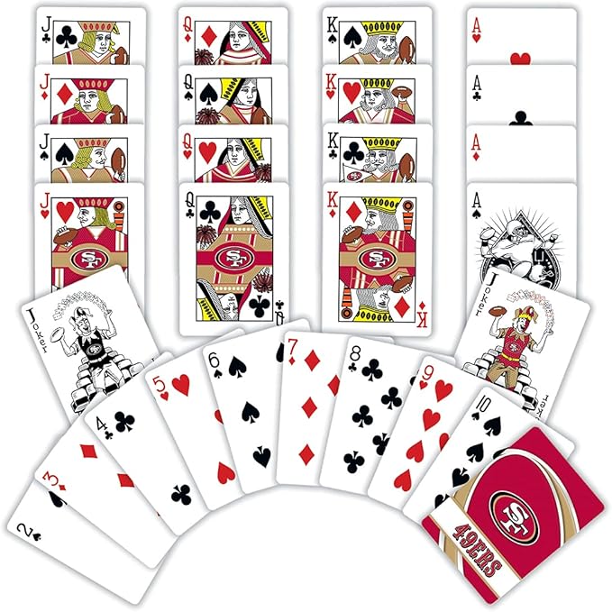 MasterPieces - NFL Playing Cards, Officially Licensed San Franciso 49ers Football Deck, Family Games for Adults and Kids, Standard Index