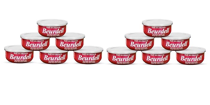 Beurdell French Salted Real Canned Butter 100% Natural Pasteurized Butter A real butter from France | Great For Hurricane Preparedness Emergency Survival Kit Great For Cooking, Baking Pack of 12