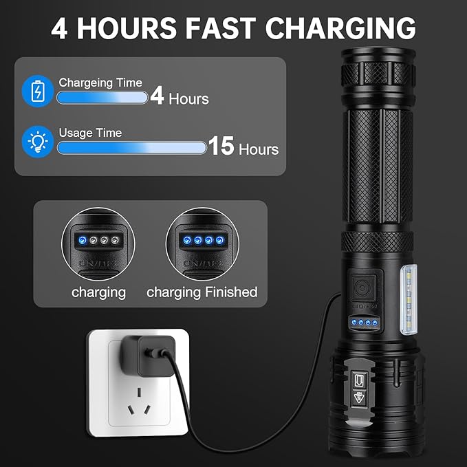 Flashlight Rechargeable 99,000 High Lumens, 2 Pack Super Bright Flash Light with 7 Modes, Waterproof Powerful Linternas, Multifunctional Handhedl Torch for Camping, Home