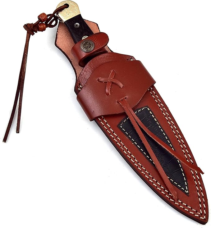 Damascus Steel fixed Blade Hunting Knife with Sheath for Men - Camping/Survival/Tactical/Handmade 9.5 Inches. SM29