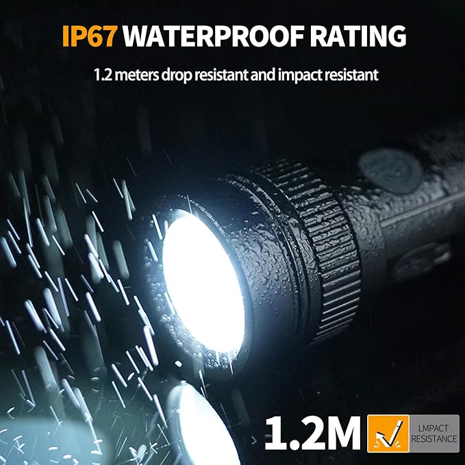 Rechargeable LED Flashlight High Lumens - 2 Pack Super Bright Small Tactical Flashlight Zoomable,4 Modes, IP64 Waterproof for Camping Emergency Repair Outdoor