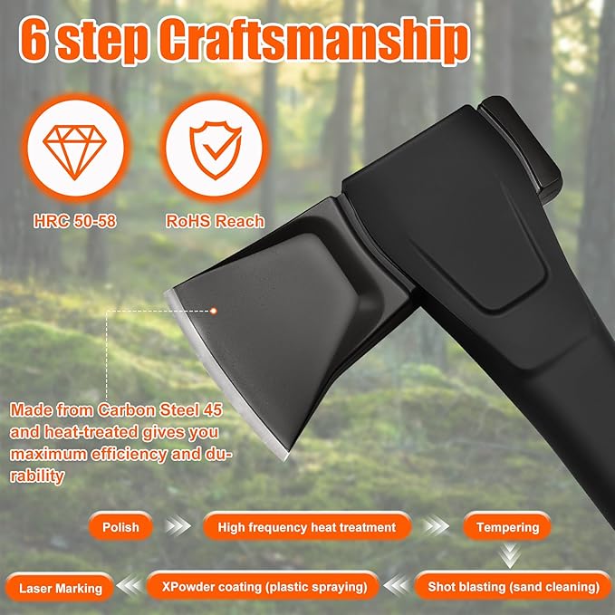 X18 Hatchet Axe, 18” Camping Axe for Wood Splitting & Kindling with Nylon Hollow Handle, Anti-Slip Shock Absorption Grip for Outdoor Survival, Firewood, Hiking & Yard Tools