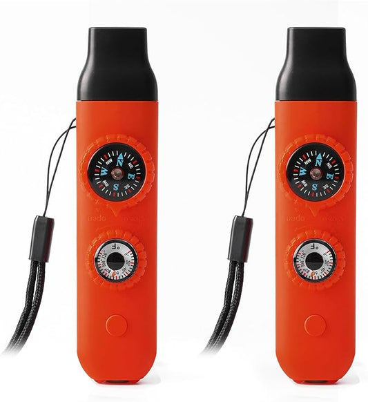 Emergency Survival Safety Whistle,Whistle for Kids with Lanyard,Compass,Thermometer,Ideal for Kayaking, Boating, Hiking, Camping, Climbing