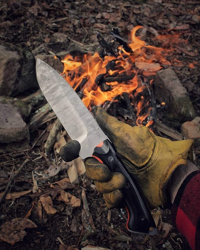 JEO-TEC Nº39 Fixed Blade Knife for Bushcraft Survival Hunting Camping & Outdoor Gear - Full Tang Stainless Steel with Kydex Sheath - Handmade