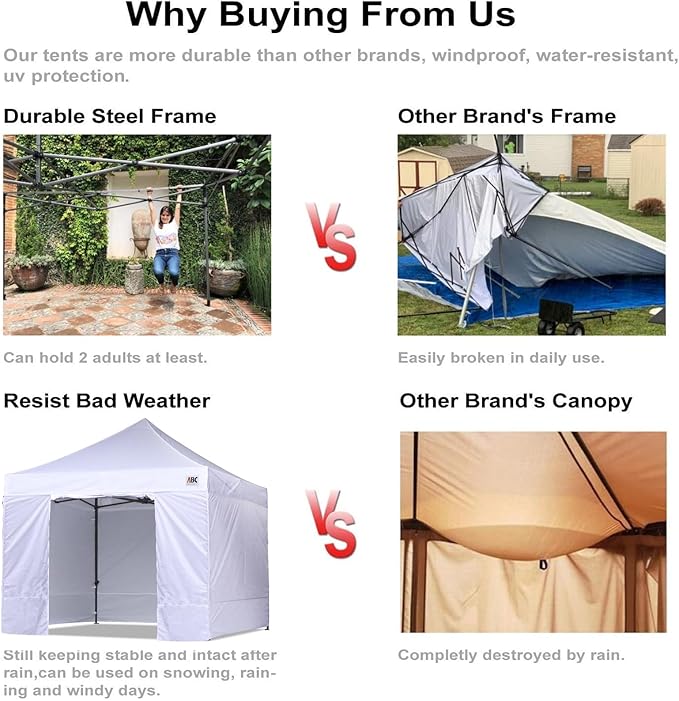 ABCCANOPY Heavy Duty Easy Pop up Canopy Tent with Sidewalls 10x10, Orange