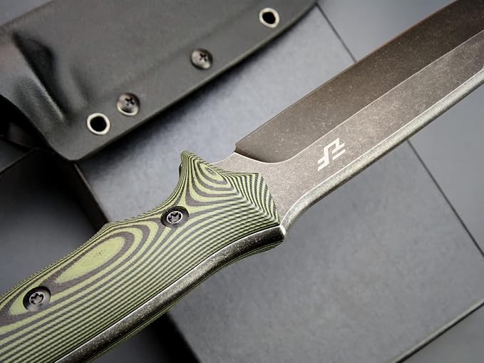 Eafengrow EF128 Fixed Blade Knife DC53 Steel Blade, Two Tone G10 Handle Full Tang Fixed Knifes Straight Knife for Working Camping Hunting Adventure EDC Tool Knife