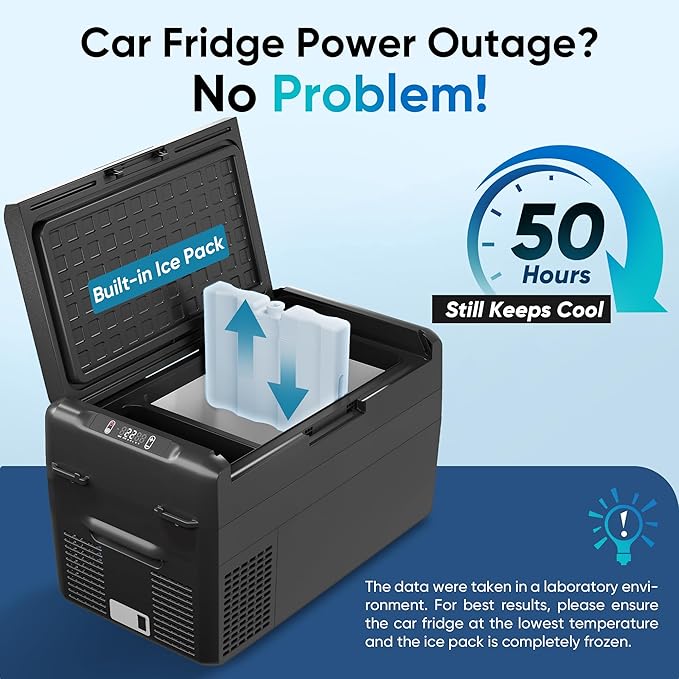 12 Volt Refrigerator - 27QT(25L) Portable Refrigerator 50Hours Still Keep Cool, Electric Cooler APP Control -4℉~68℉, Car Refrigerator 12/24V DC 100-240V AC for Travel Camping Truck RV Boat