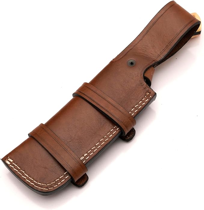 Fixed Blade Knife ??10??Handmade Tracker Hunting Knife with Camel Bone Handle & Leather Sheath, Full Tang 1095C High Carbon Steel Survival Knives for Camping, Hunting & Outdoor Use