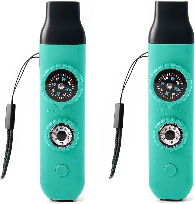 Emergency Survival Safety Whistle,Whistle for Kids with Lanyard,Compass,Thermometer,Ideal for Kayaking, Boating, Hiking, Camping, Climbing