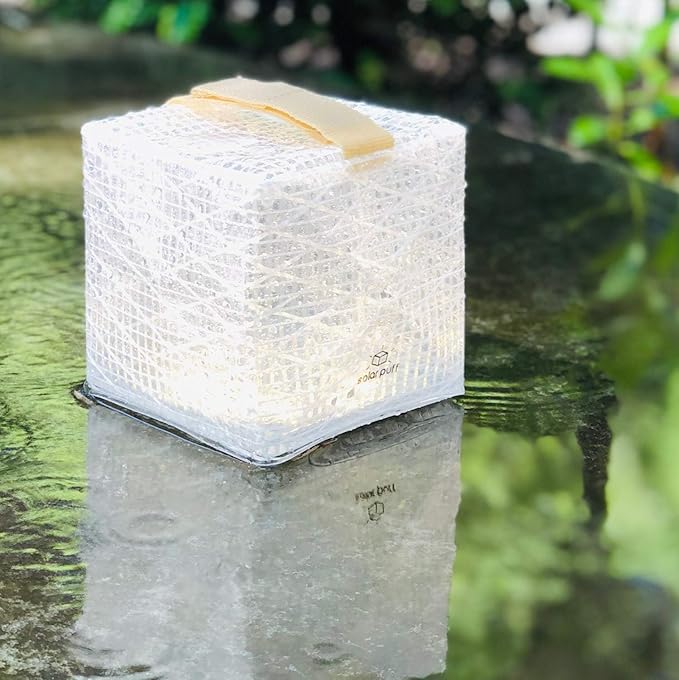 SOLIGHT-DESIGN - SOLARPUFF, Rechargeable Solar Lantern with Light Sensor - Collapsible LED Camping Lantern, Easy Open and Fold, No Inflating Needed, Extreme Weather (Hybrid)