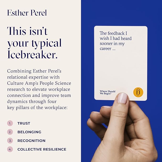 ESTHER PEREL Where Should We Begin? at Work ??Conversation Cards for Teams Culture Amp ??Office Games & Team Building Games for Work ??100 Talking Point Cards to Build Trust & Connection