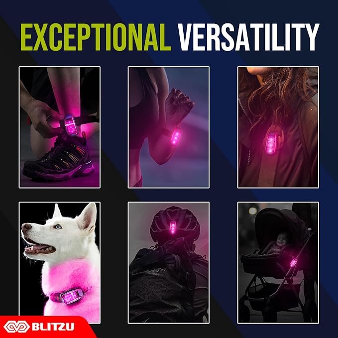 4 Pack LED Safety Light, Clip on Reflective Gear Lights for Walking at Night, Running, Jogging, High Visibility Strobe Light Accessories for Runners, Kids, Hiking, Kayak, Cycling, Camping, Boat