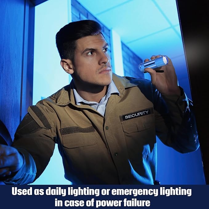 VIHOSE 32 Pcs Mini Flashlights Bulk, Bright Aluminum Handheld Flash Light with Lanyard Small LED Flashlights for Night Reading Emergency Hurricane Camping Hiking, Batteries Not Included(Blue)