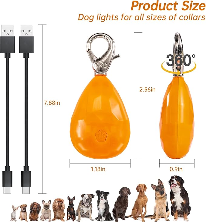 CHUKCHI 2Pack LED Rechargeable Dog Collar Lights, Light up Dog Collar, 3 Modes Dog Lights for Night Walking Waterproof Dog Light Safety for Running, Camping, Climbing, Bike