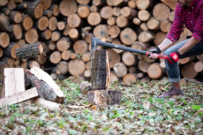 INTERTOOL 36-Inch Wood Splitting Maul | Heavy Duty Axe for Firewood Logs | Shock Absorbing Fiberglass Handle & Sheath | HT-0275