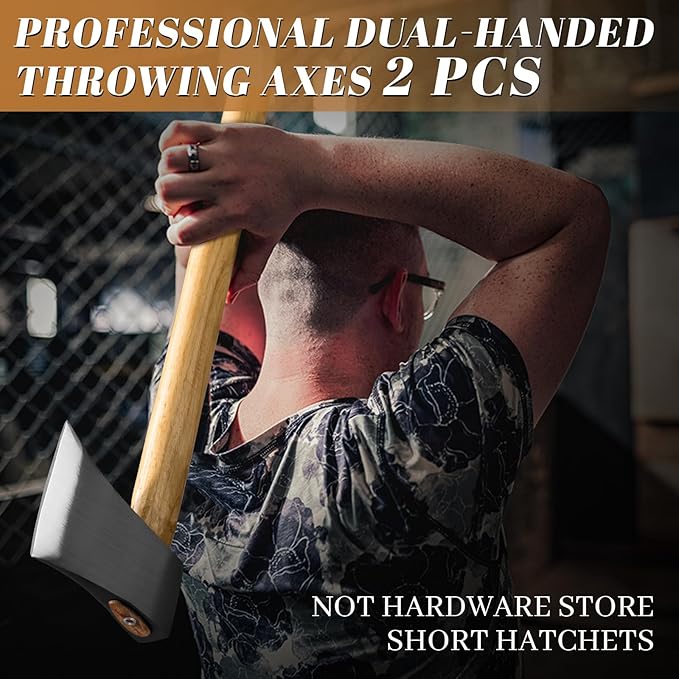 Dream Reach Throwing Axe Set - 2 PCS Professional Hatchets with Wooden Handle, 20.5" Hand Forged Throwing Game Axes for Backyard, Competition
