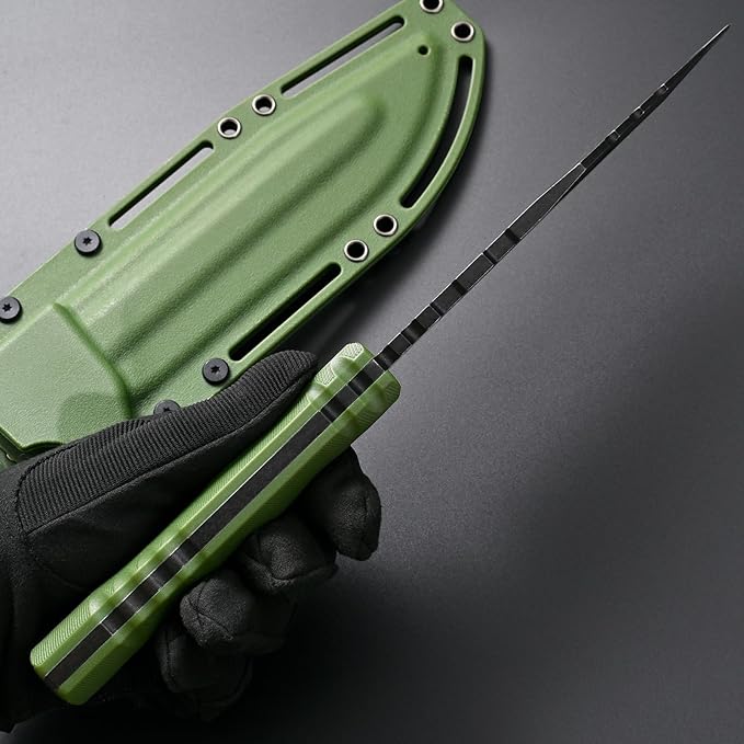 GTK8 Fixed Blade Knife DC53 Steel Blade Full Tang Nylon Fiberglass Handle EDC Tool Fixed Knifes for Outdoor Camping Hunting(green)