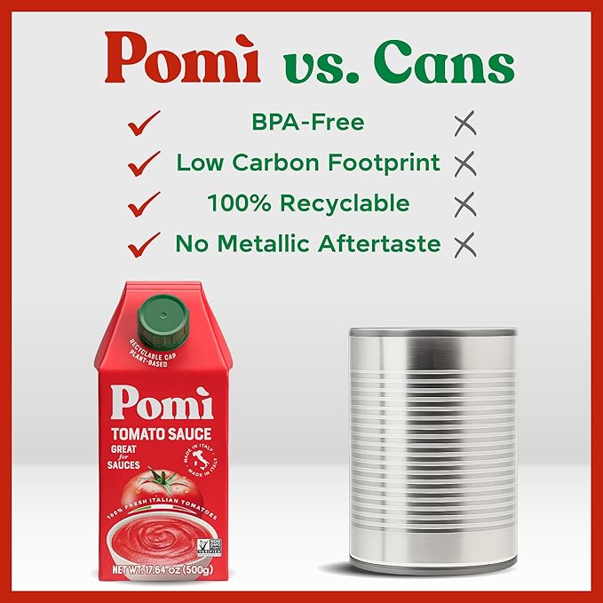 Pomì Tomato Sauce 17.64oz (Pack of 12) - Creamy, Velvety Italian Sauce with a Touch of Salt, No Additives or Preservatives - Made from 100% Fresh Italian Tomatoes, BPA-Free Carton