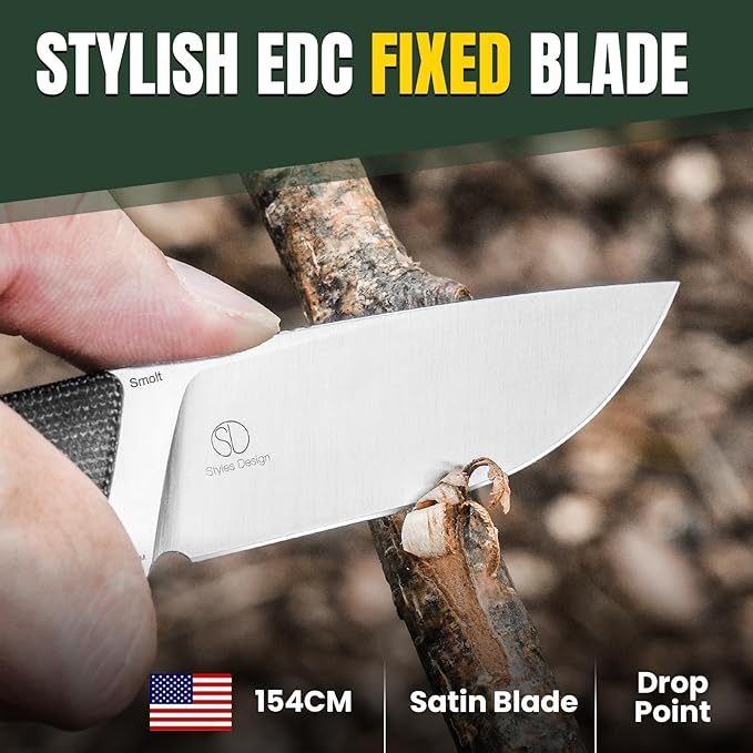 Kizer Smolt Fixed Blade Knife with Sheath, 2.93??154CM Steel Micarta & Mkuruti Handle Fixed blade Knives, Drop Point Fixed Knife Small EDC Knife for Men Women Camping Pocket Knife 1063C1