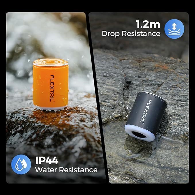 FLEXTAILGEAR Portable Air Pump with Camping Lantern Tiny Pump 2X 4kPa Air Pump for Inflatables Rechargeable Air Mattress Pump with Magnetic Design for Sleeping Pads, Pool Floats, Swimming Rings(OG)